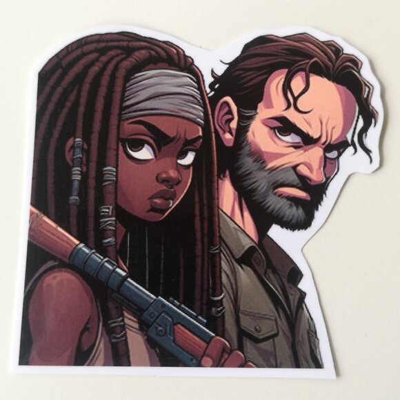 5 for 10$ - The Walking Dead Michonne and Rick Grimes Sticker - Picture 1 of 1